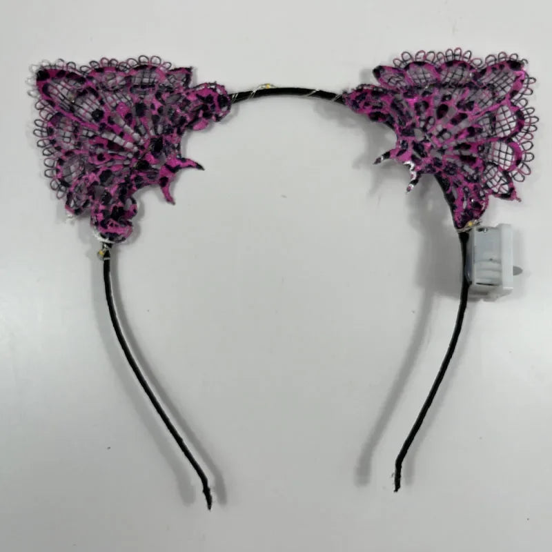 LED Lace Cat & Fox Glow Headbands for Rave & Parties LED Party Headband Babs