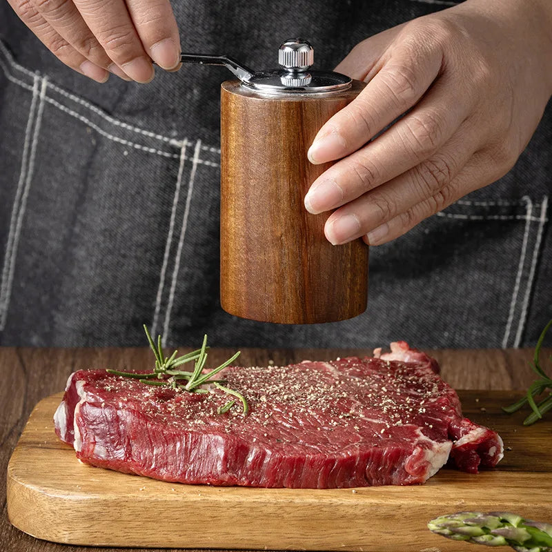 Solid Wood Hand Crank Pepper & Salt Mill | Ceramic Grinder Spice Mill Grinder Babs
