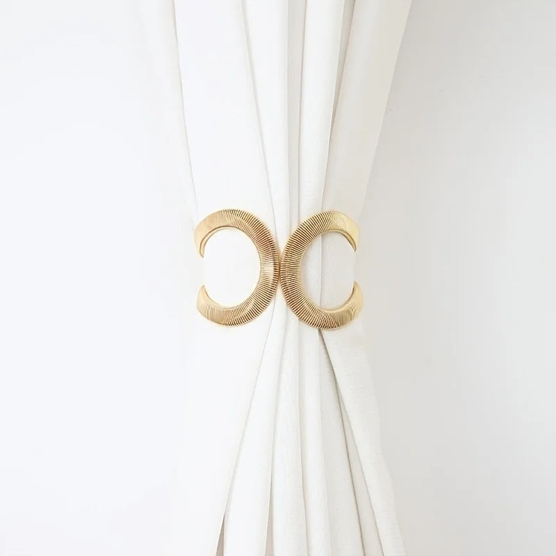2pcs Metal Curtain Tiebacks – Modern Geometric Buckles Curtain Tiebacks Babs