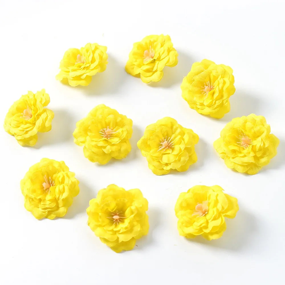 Yellow Silk Artificial Rose Heads – Wedding & Home Décor DIY Artificial Silk Flowers Babs 7 10Pcs