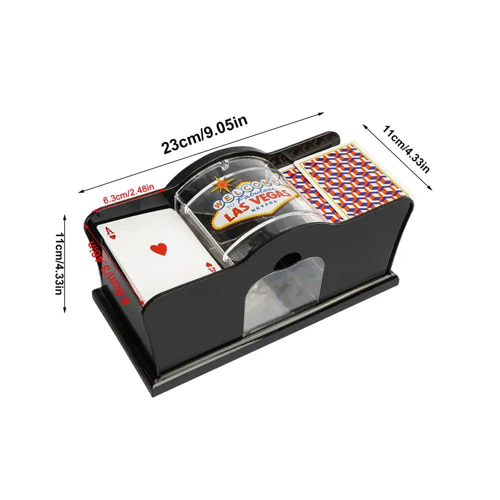 Manual 2-Deck Card Shuffler with Hand Crank – Poker & Blackjack Card Shuffler Babs Black