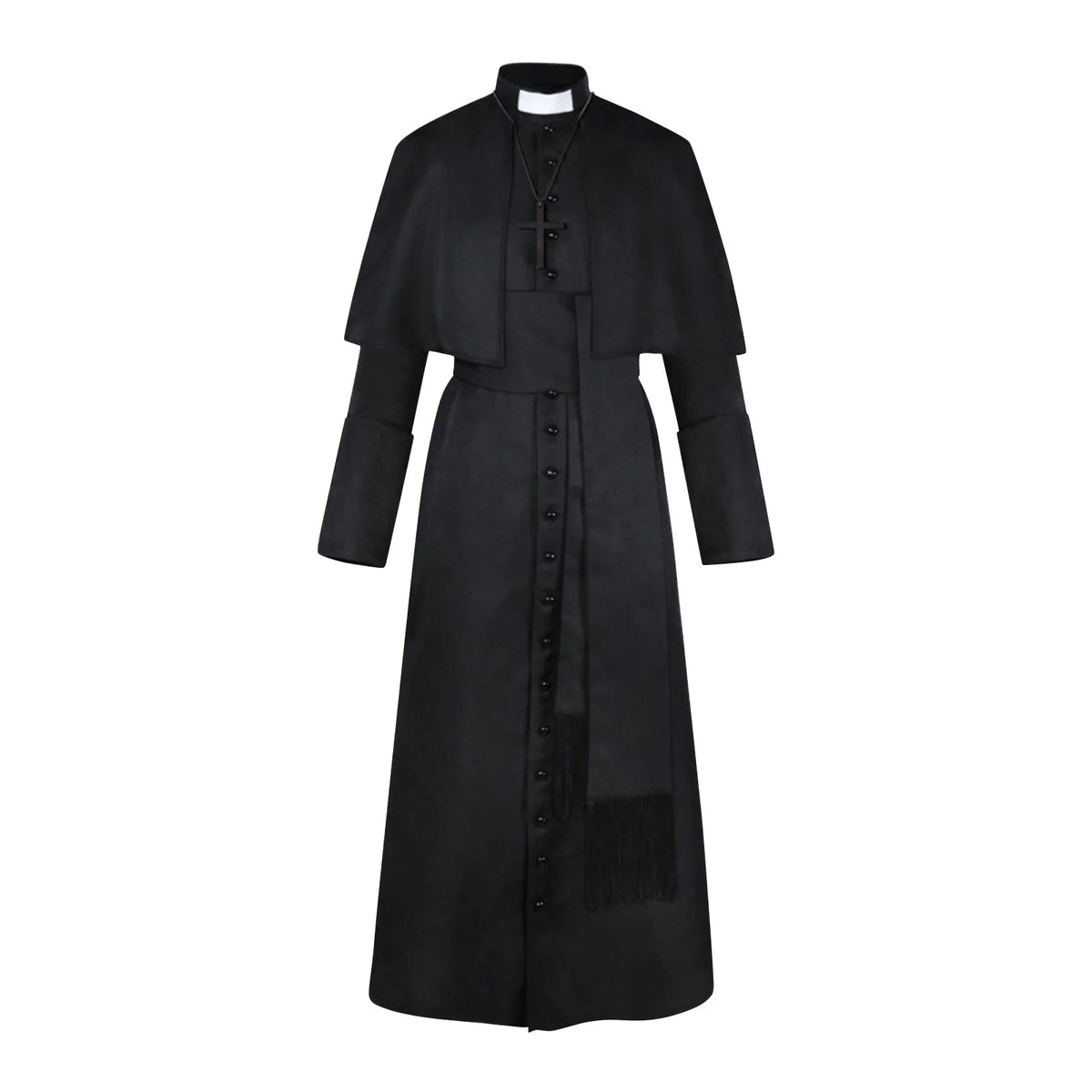 Medieval Priest Costume Robe Set – Unisex S–3XL with Cross Cosplay Costume Set Babs Black L