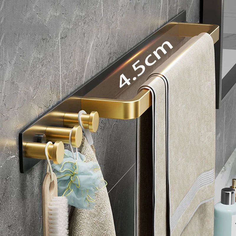 No-Drill Adhesive Wall Towel Rack – Space Aluminum Holder Wall Towel Rack Babs