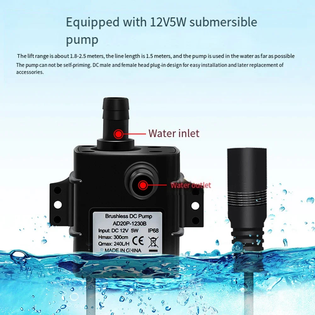 LEENKEA 12V Solar Submersible Pump – Fish Pond & Tank Solar Submersible Pump Babs