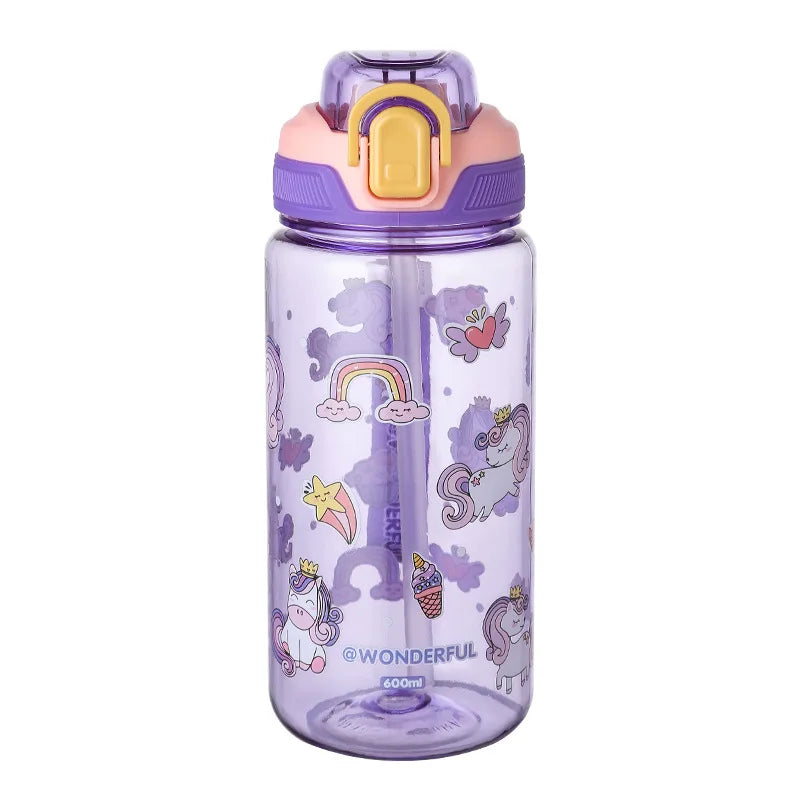 Kids Cartoon Straw Water Cup – BPA-Free Portable Drinking Mug Kids Straw Cup Babs purple 501-600ml