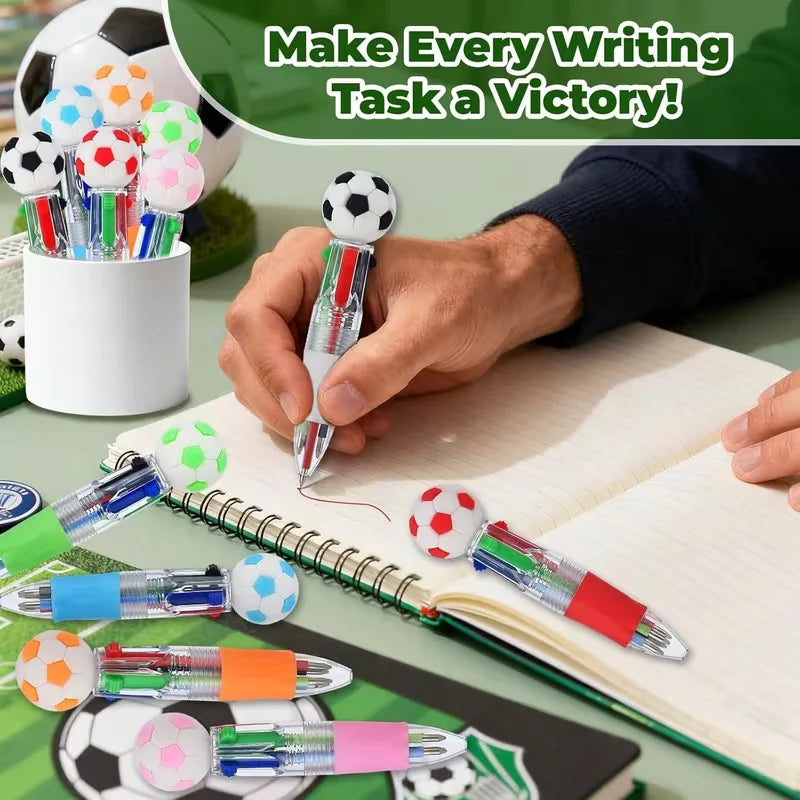 10-Pack Soccer Party Favor Pens – 4-Color Kids Ballpoint Pens Party Favor Pens Babs