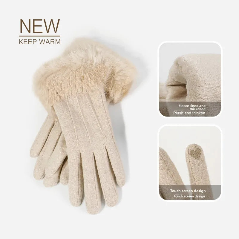 Women's Wool Cashmere Winter Gloves – Touchscreen Warm Knit Winter Knit Gloves Babs
