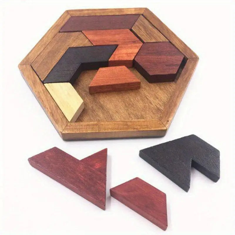 Hexagonal Wooden Geometric Jigsaw Puzzle Board – Educational Toy Wooden Jigsaw Puzzle Babs