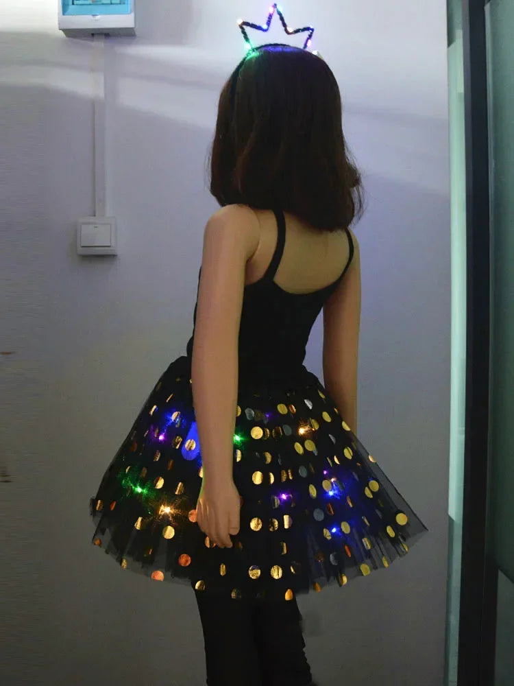 Light-Up Tutu Skirt & Animal Headband – Girls Glow Party