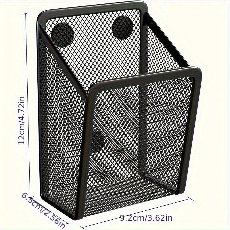 Magnetic Metal Mesh Storage Basket – Pen Holder & Desk Organizer Magnetic Desk Organizer Babs black
