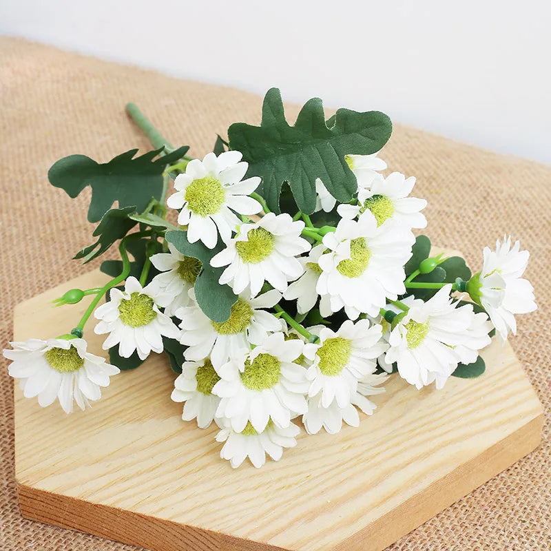 Artificial Silk Daisy Bouquet for Wedding & Home Decor Artificial Flower Bouquet Babs White 2 pcs