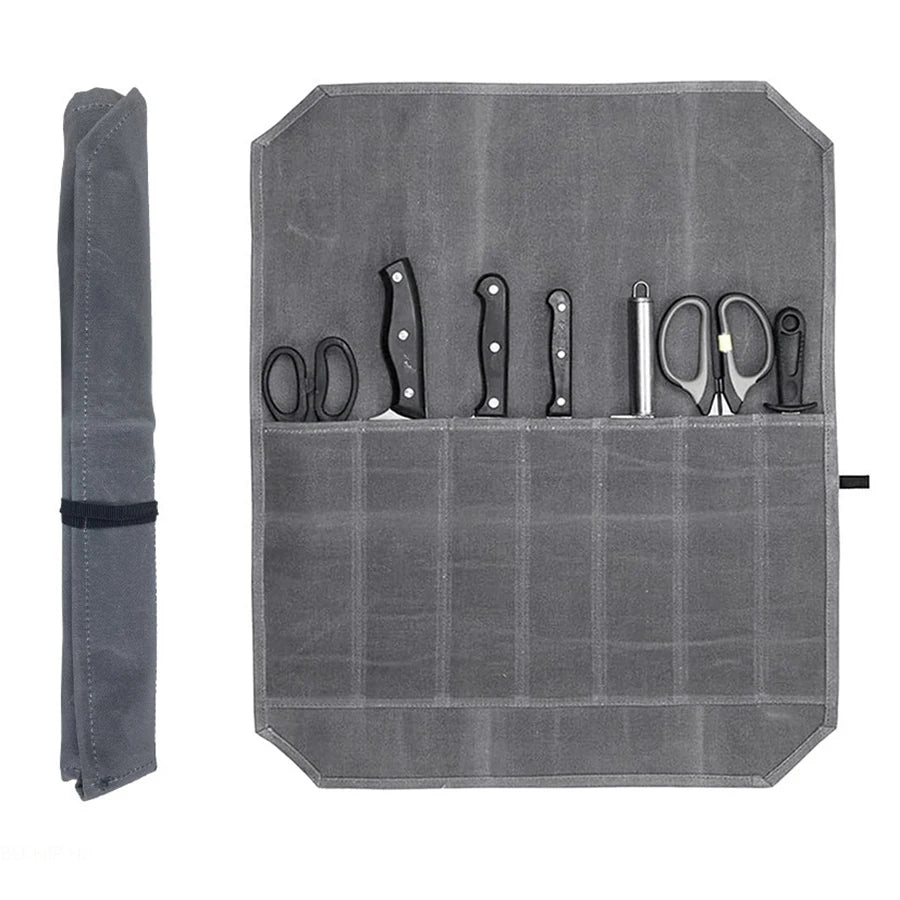 Canvas Knife Roll Bag – Waterproof Chef Carrier, 7 Slots Knife Roll Bag Babs