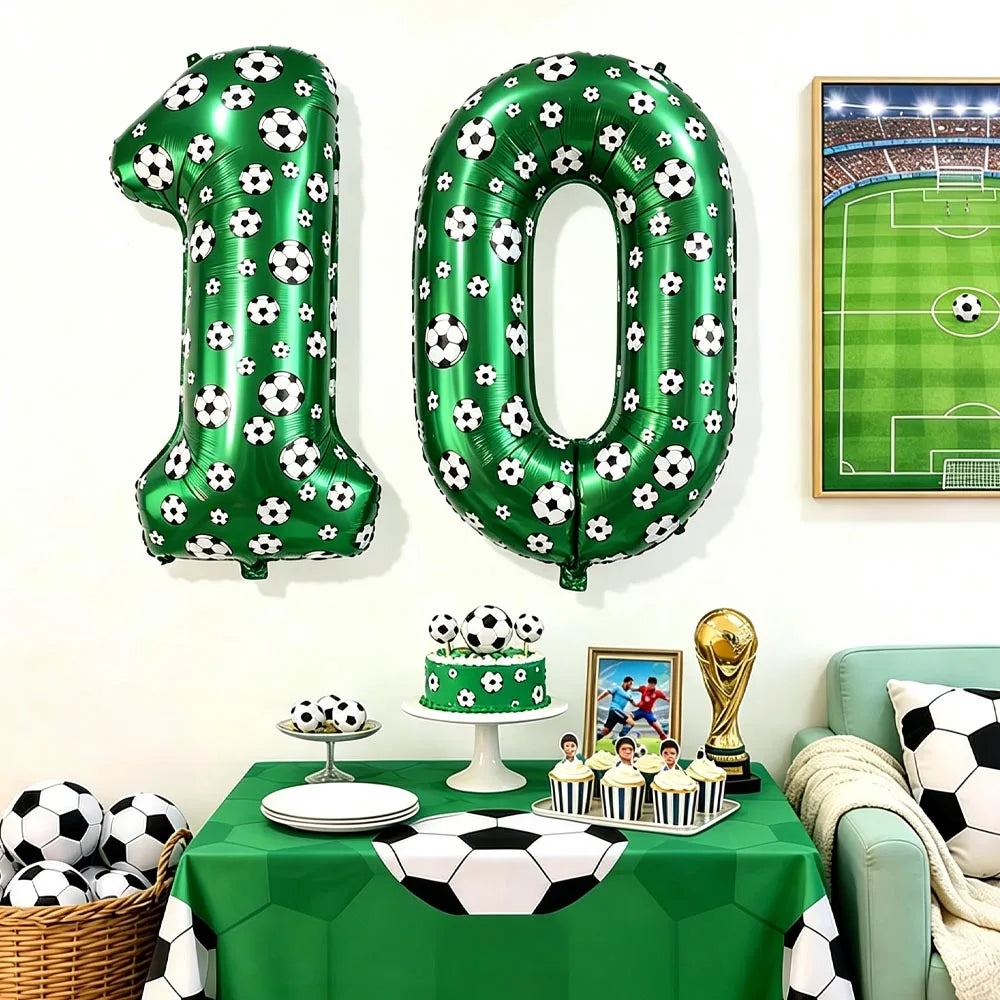 40" Number 10 Soccer Foil Balloon – Kids 10th Birthday Decor Party Foil Balloon Babs