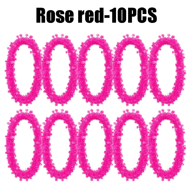 Flower Garland Glow Necklaces UV Blacklight Party Set 16pc Glow Party Necklace Babs Rose red-10PCS 45CM