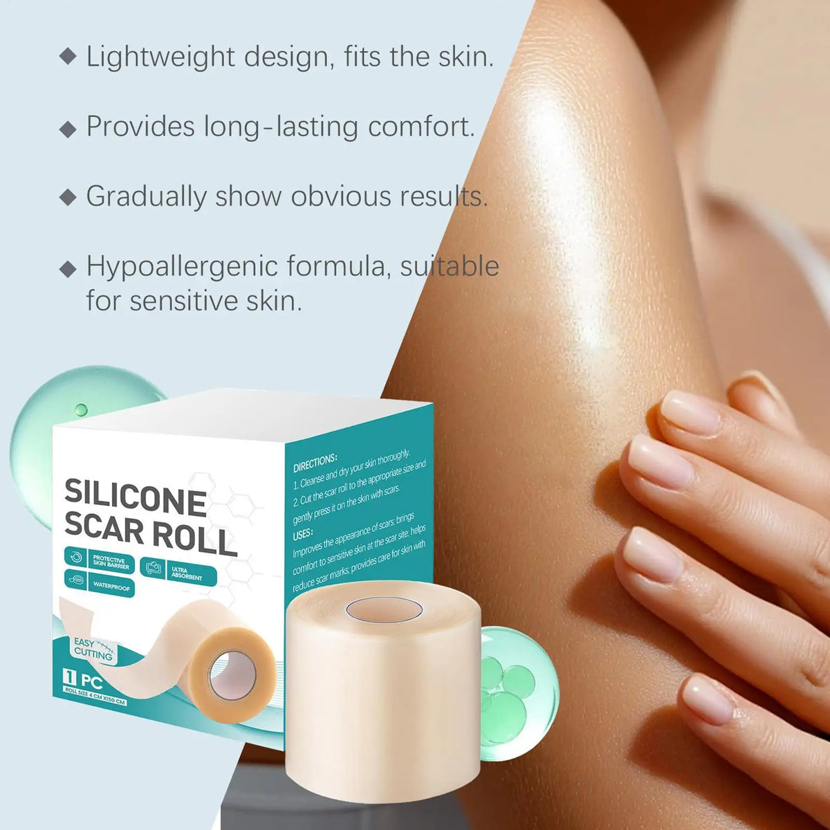 Silicone Scar Patch Hydrocolloid Roll – Self-Adhesive Wound Care Scar & Wound Patch Babs