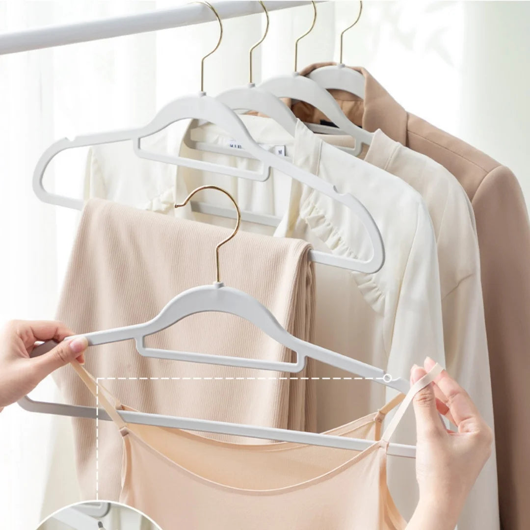 10-Pack Non-Slip Felt Suit Hangers | Ultra-Slim 360° Gold Hook Clothes Hangers Babs