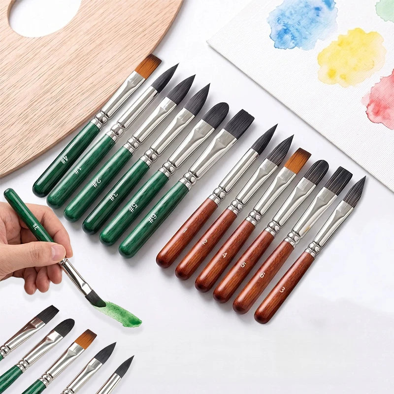 6-Piece Mini Watercolor Pen Set – Portable Wood Handle Sketch Pens Watercolor Pen Set Babs