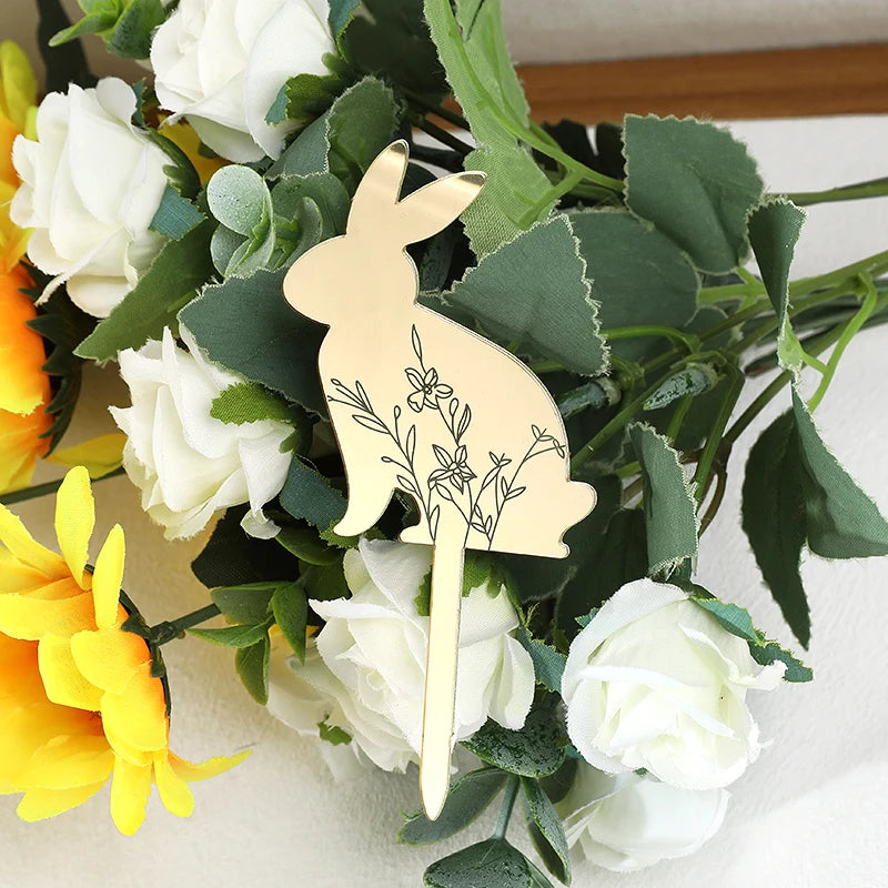 Gold Acrylic Easter Cupcake Toppers – Rabbit & Carrot 3/5pcs Cupcake Toppers Babs