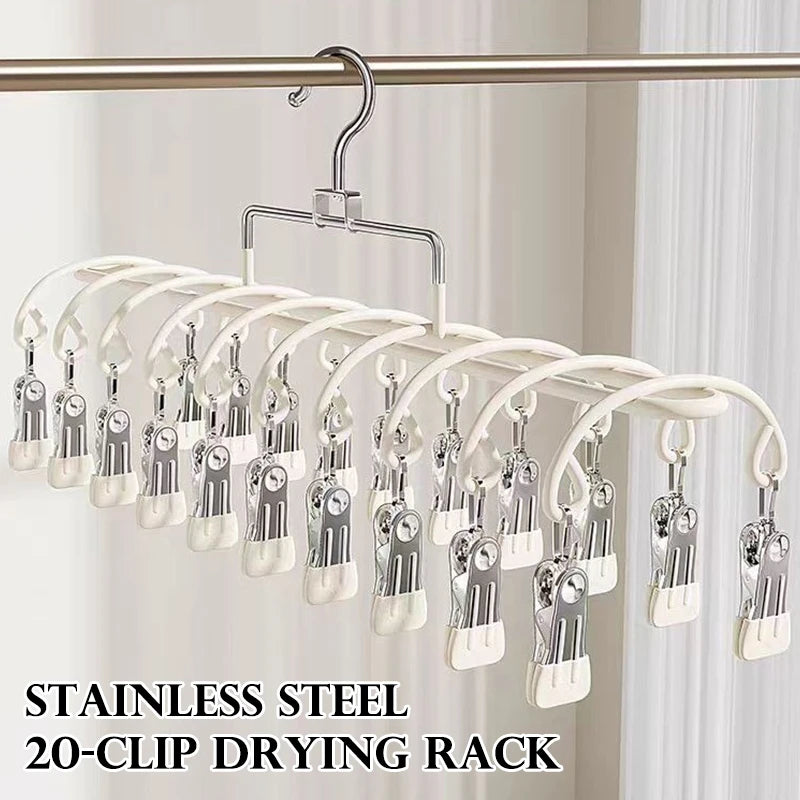 20-Clip Stainless Steel Sock Drying Rack – Indoor & Outdoor Sock Drying Rack Babs