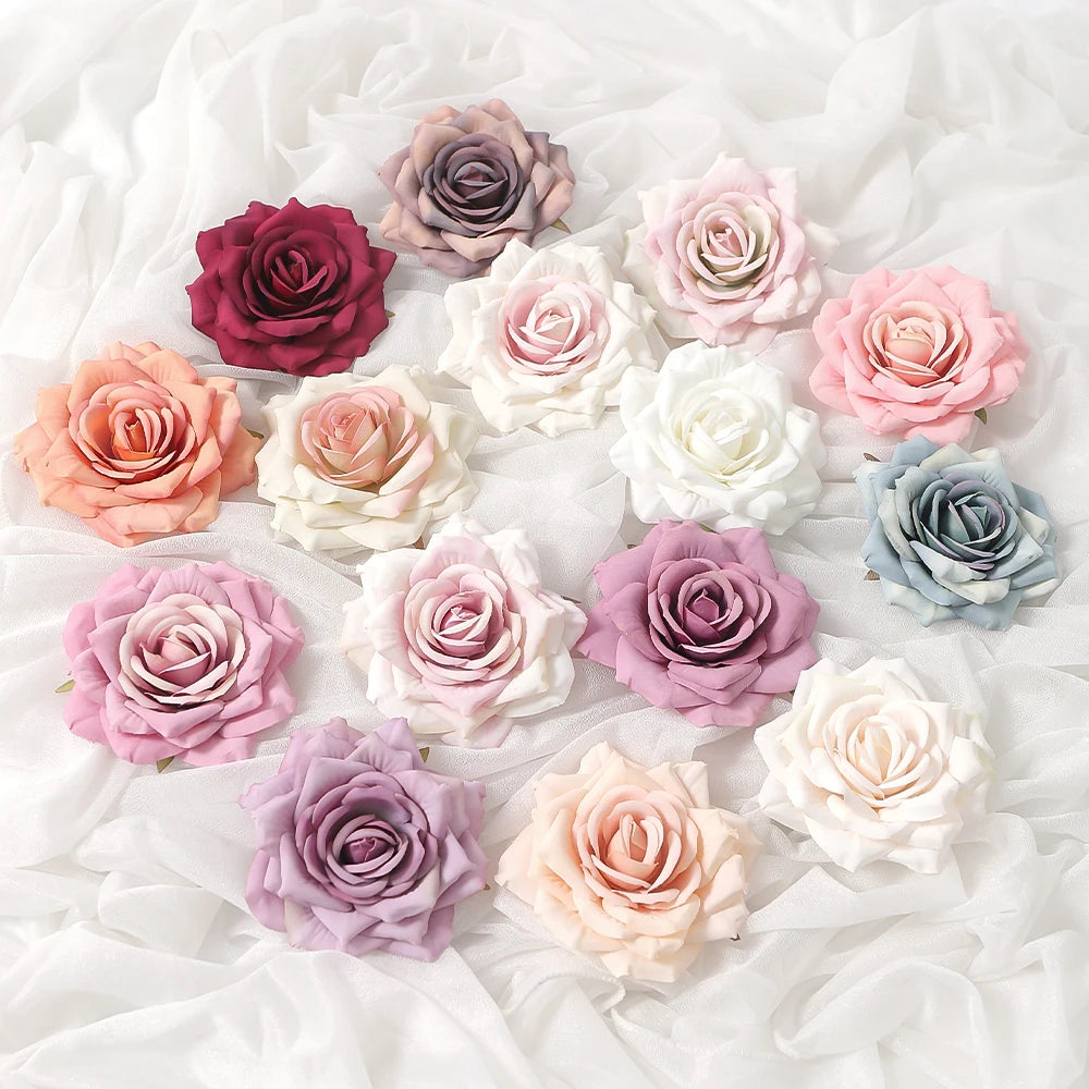 Silk Rose Artificial Flower Heads for Wedding & Home Decor 3/5 Pcs Artificial Flower Heads Babs