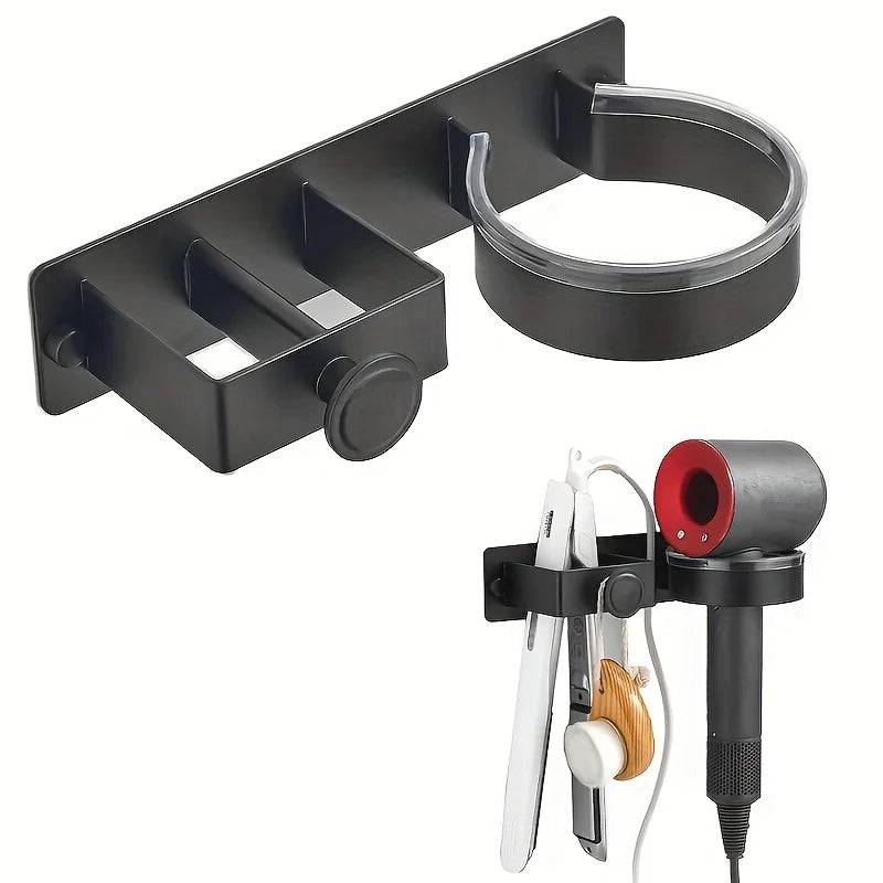 Wall-Mounted Hair Tool Storage Rack – No-Drill Organizer Bathroom Storage Rack Babs black