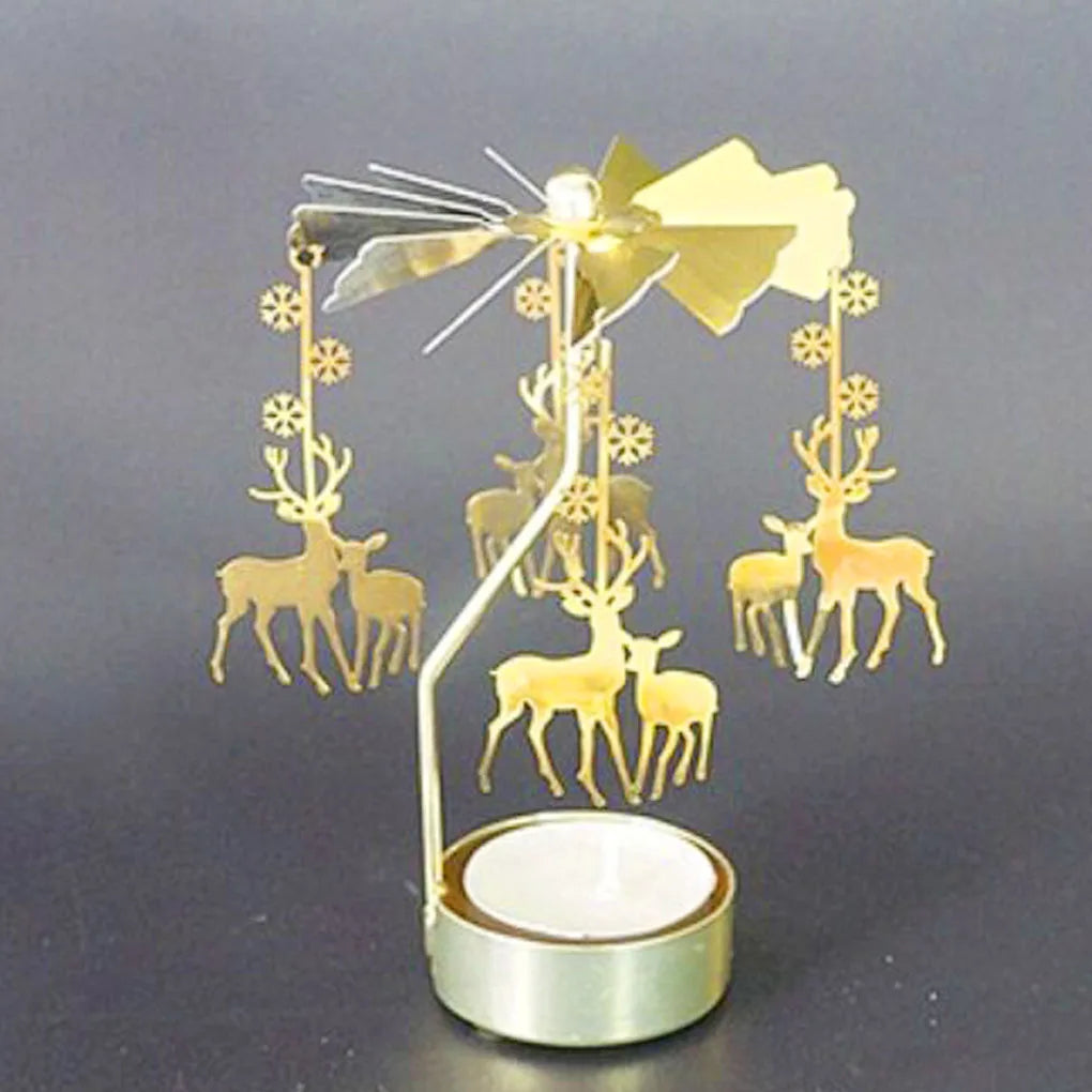 Rotating Carousel Tea Light Candle Holder – Gold & Silver Candle Holder Babs