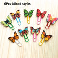 6Pcs Butterfly Paper Clips Cartoon Bookmarks & Binder Clips Decorative Paper Clips Babs 6Pcs-Mixed styles