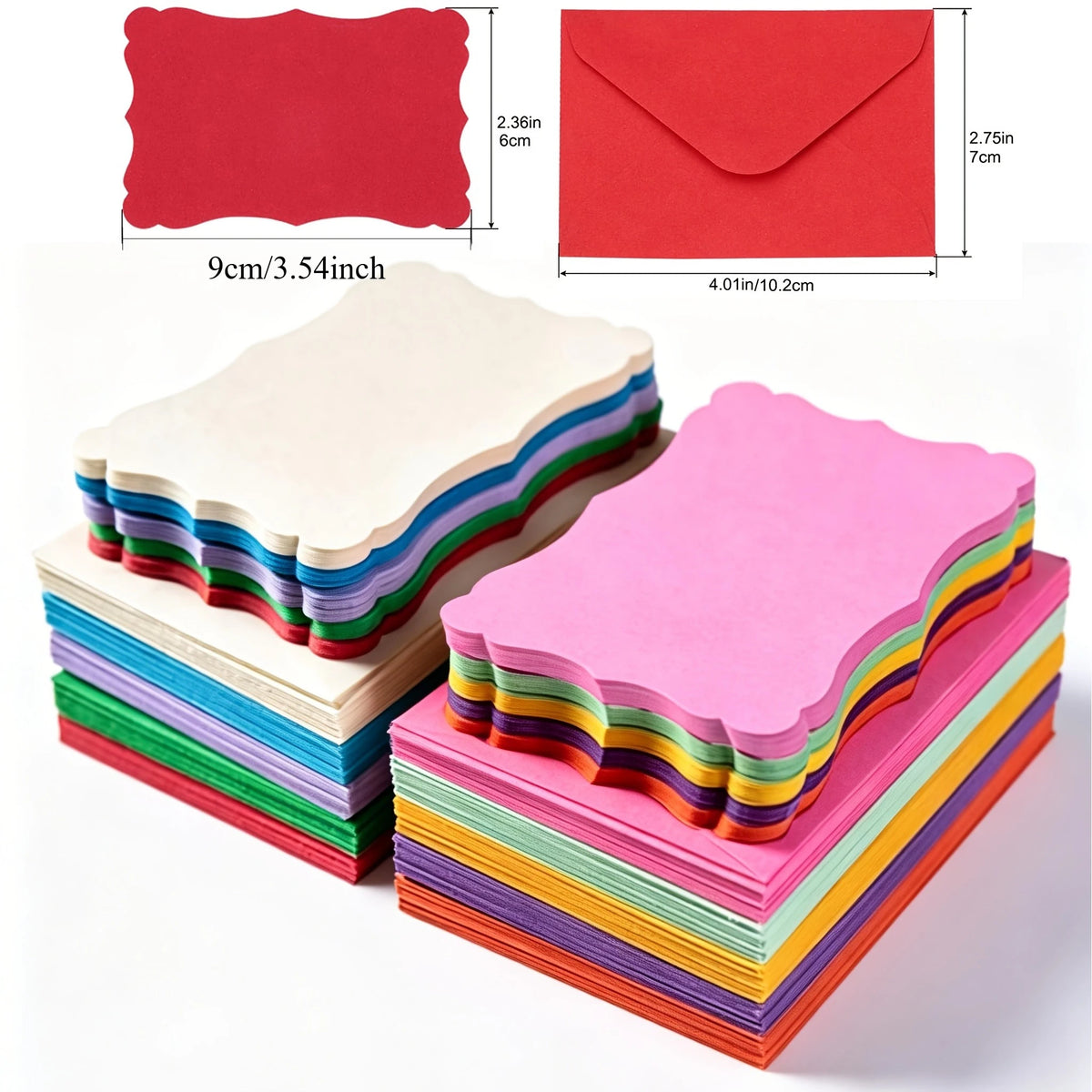 84-Pc Multicolor Wavy Edge Note Cards & Envelopes – DIY Kit Greeting Card Kit Babs