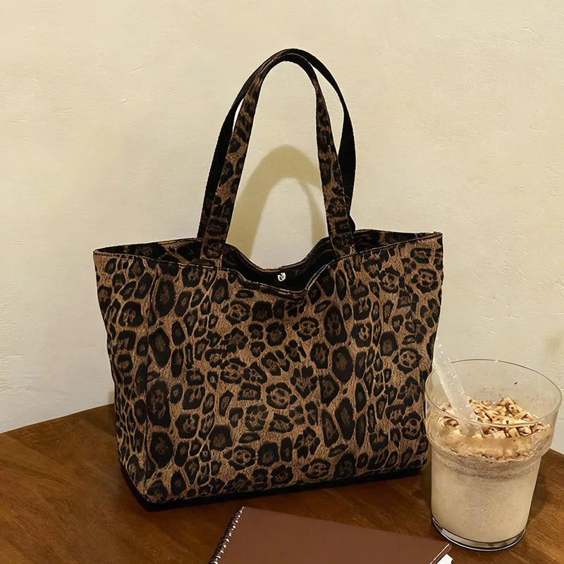 Vintage Leopard Print Tote Bag – Large Crossbody for Women Leopard Print Tote Bag Babs