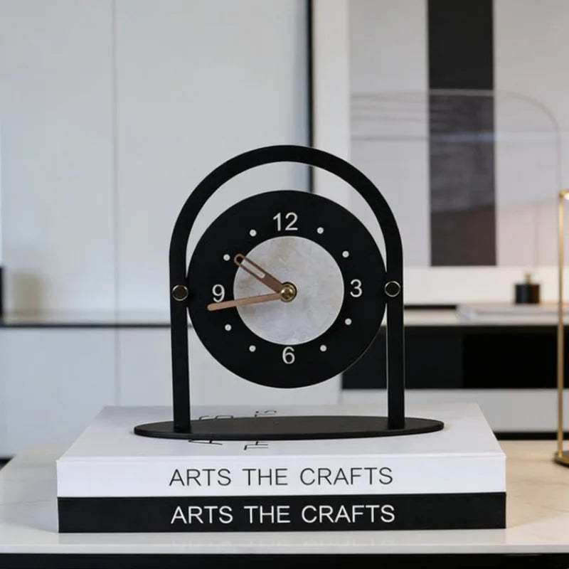 Metal Desk Clock – Modern Silent Quartz Tabletop Clock Decorative Desk Clock Babs