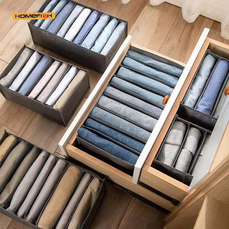Grey 9-Grid Non-Woven Wardrobe Storage Box | Washable Wardrobe Storage Box Babs