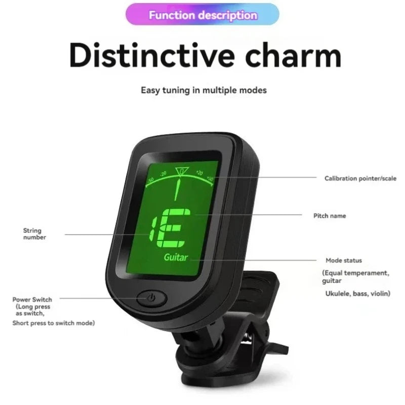 Clip-On Chromatic Tuner – Guitar, Violin, Ukulele & Folk Clip-On Instrument Tuner Babs