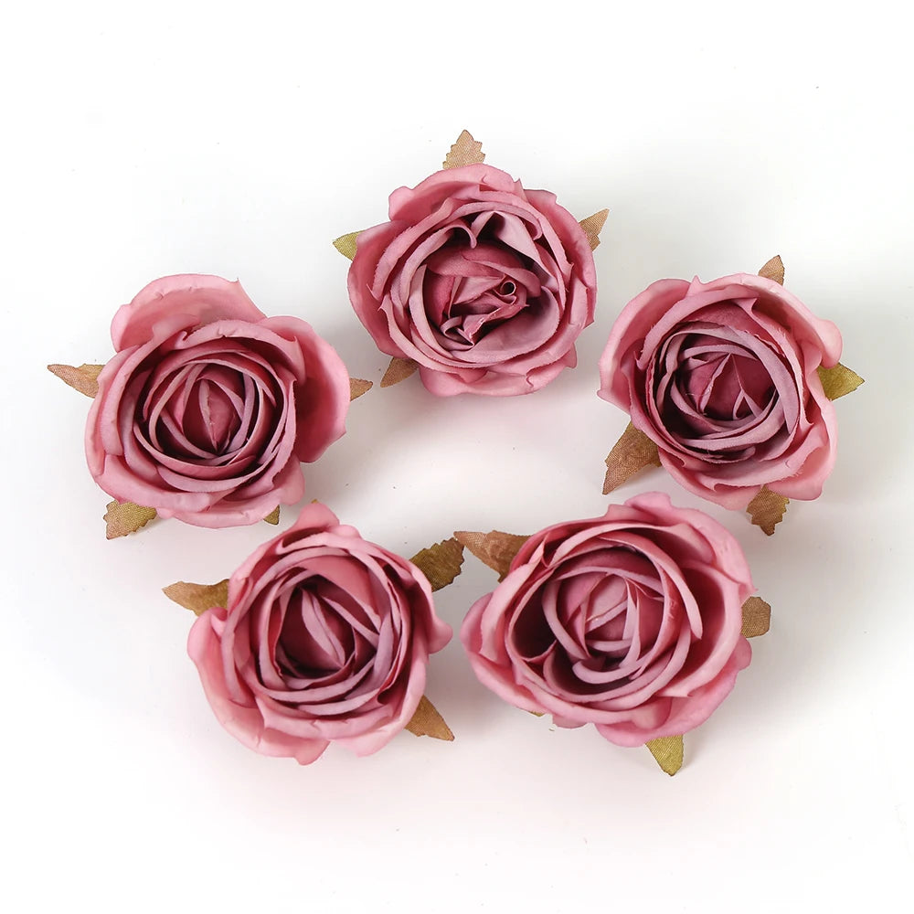 5 Pcs Silk Artificial Rose Heads for Wedding & Home Décor Artificial Silk Flowers Babs Deep Pink 5Pcs