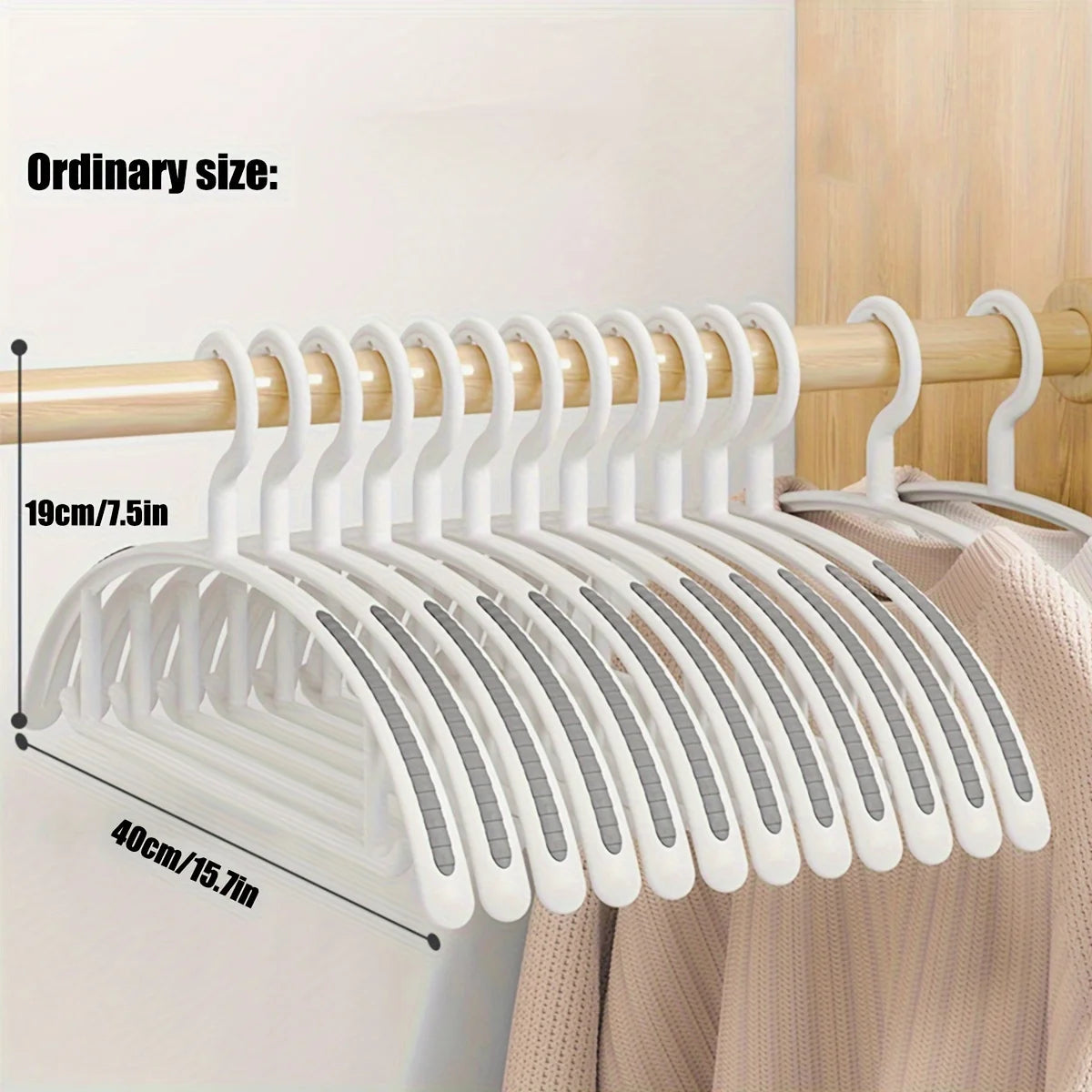 10-Pack Non-Slip Wide Plastic Hangers – No Shoulder Bump Clothes Hangers Babs 10Pcs narrow-White