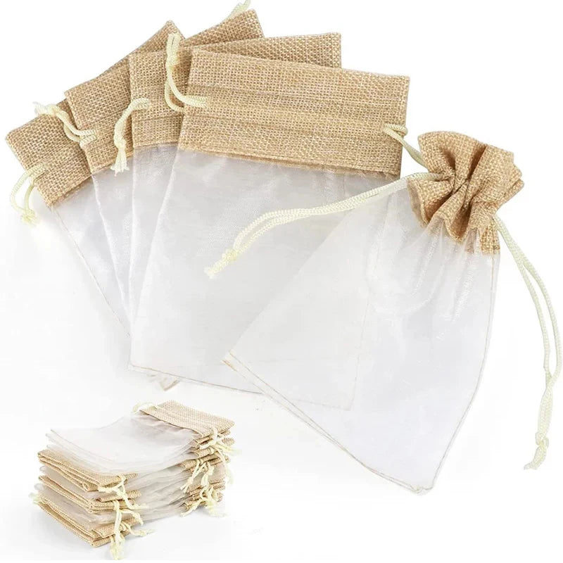 Linen Jute Drawstring Gift Bags – Wedding & Party Favors 20/50pc Drawstring Gift Bags Babs Jute 50pcs