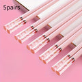 Pink Alloy Chopsticks with Cherry Amber | Reusable Tableware Reusable Chopsticks Babs 5pairs
