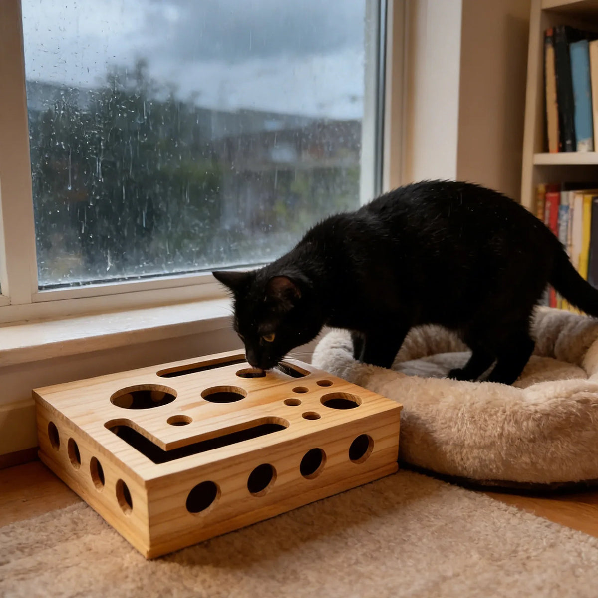 Cat Wooden Scratch Maze Box – Interactive Nail File Enrichment Toy Cat Enrichment Toy Babs