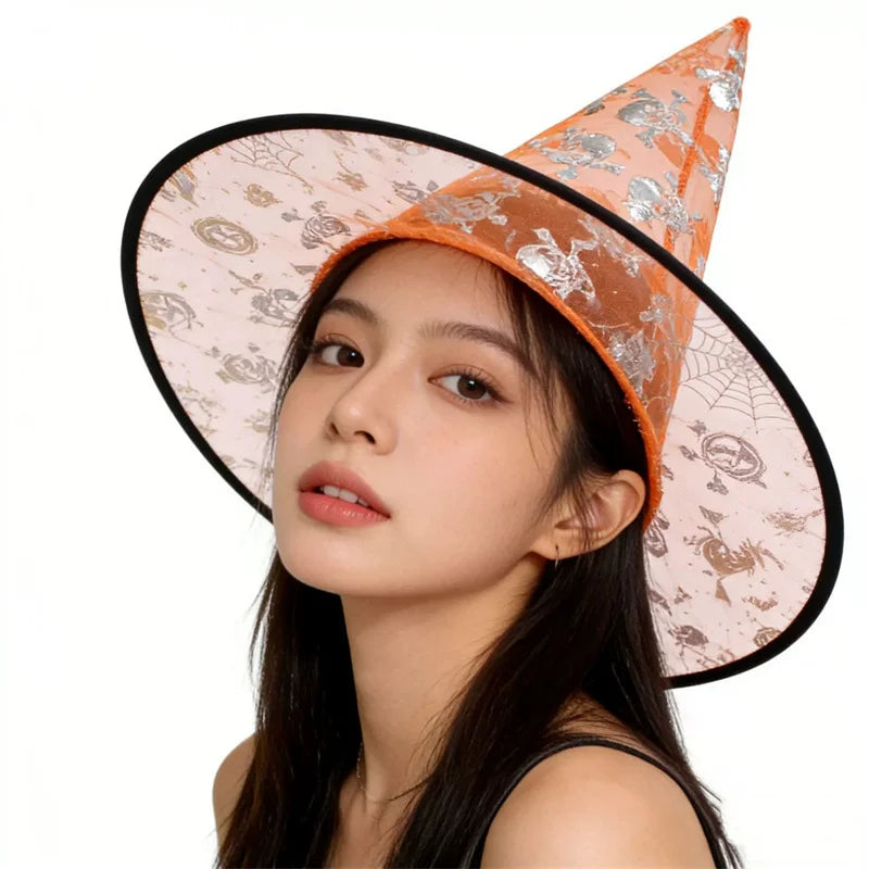 Halloween Witch Hat – Pumpkin Embossed Tulle Costume Hat Costume Hat Babs