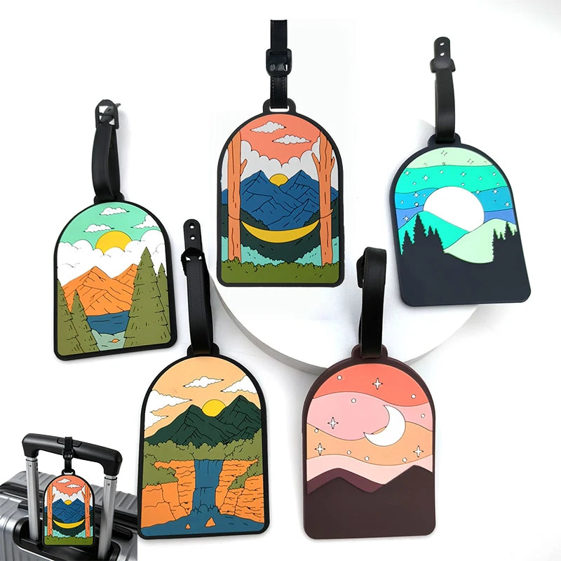 Mountain Sunset Luggage Tag – Privacy Travel Bag Identifier Luggage Tag Babs