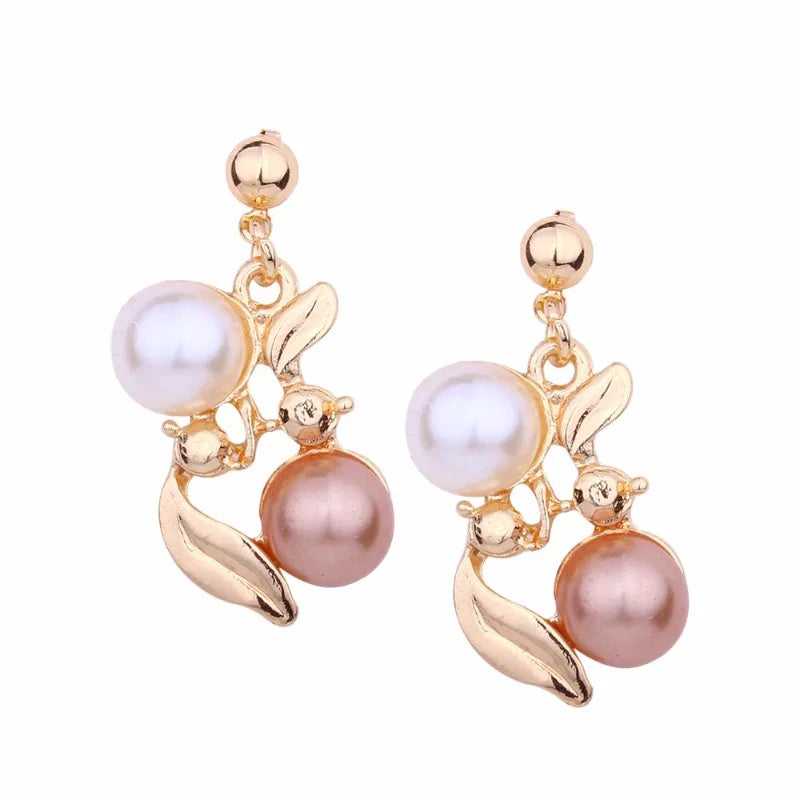 Pearl & Rhinestone Bridal Necklace Earring Set for Women Bridal Jewelry Set Babs