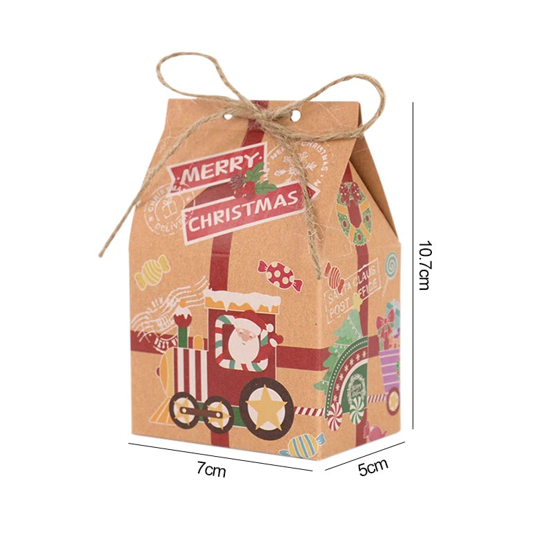 Christmas Kraft Paper Candy Gift Boxes – Santa House Design Holiday Gift Boxes Babs