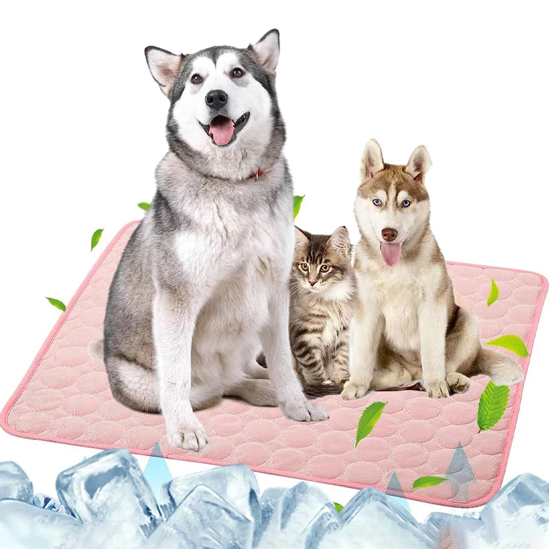 Ice Silk Pet Cooling Mat – Breathable Summer Pad for Dogs & Cats Pet Cooling Mat Babs Pink 30x40CM