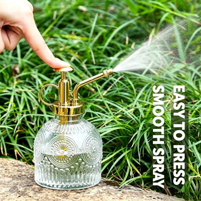 Vintage Embossed Glass Spray Bottle – 500ml Plant Mist Sprayer Glass Mist Sprayer Babs