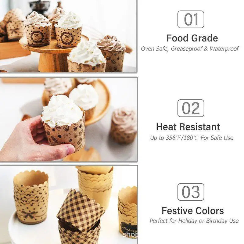50-Pack Cupcake Liners – Paper Baking Cups for Muffins & Cakes Cupcake Baking Liners Babs