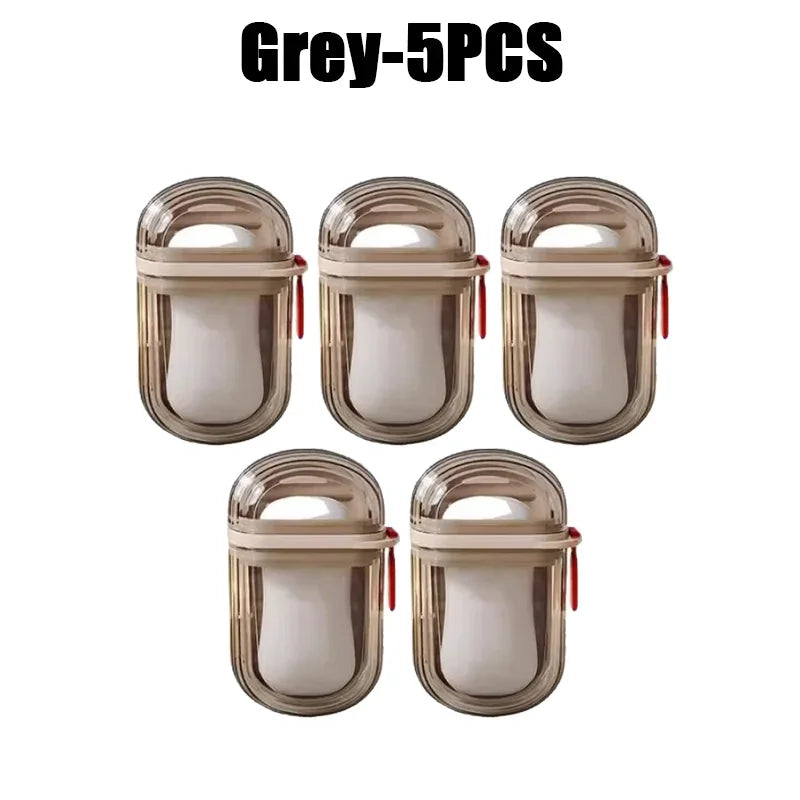 Travel Soap Box with Lid – Leakproof, Draining Soap Case Travel Soap Case Babs Grey-5PCS