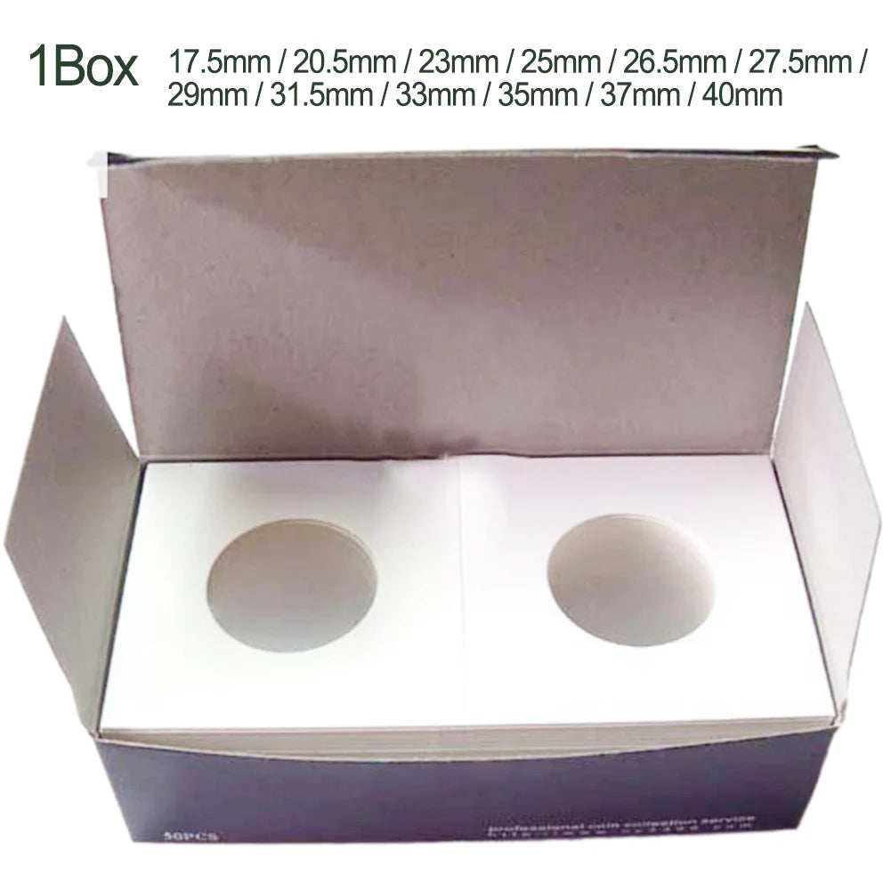Cardboard Coin Holders 12 Sizes – 50-Pack Flip Storage Coin Flip Holders Babs