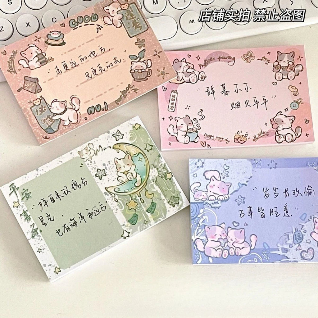 4-Pack Cute Cat Memo Pads – Tearable Cartoon Note Books Cartoon Memo Pads Babs 4pcs