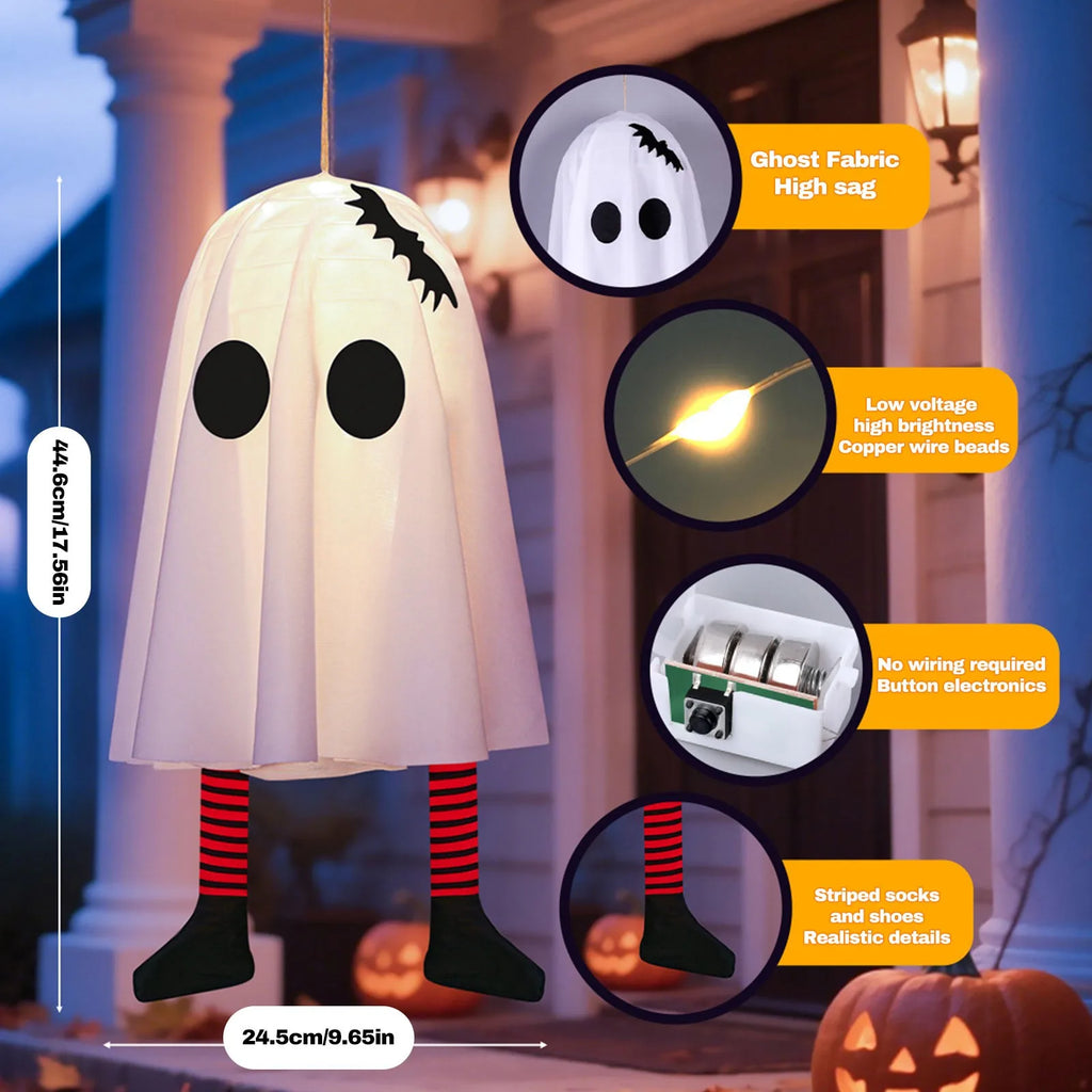 Halloween Glowing Ghost Hanging Decoration with Fairy Lights 50cm Halloween Decoration Babs