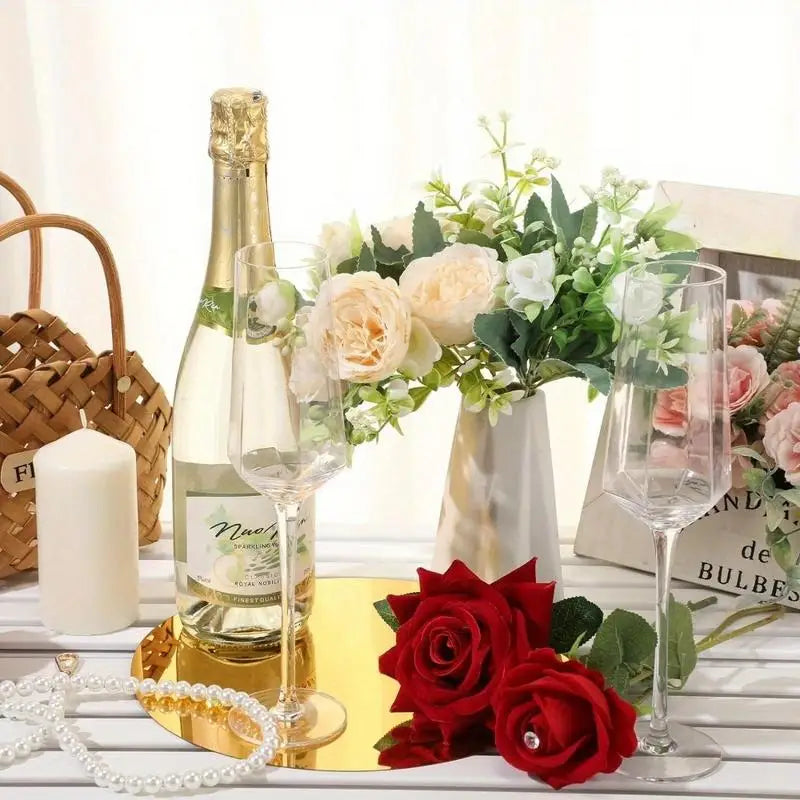 6pc Round Acrylic Mirror Plates – Candle Tray & Centerpiece Decorative Mirror Tray Babs