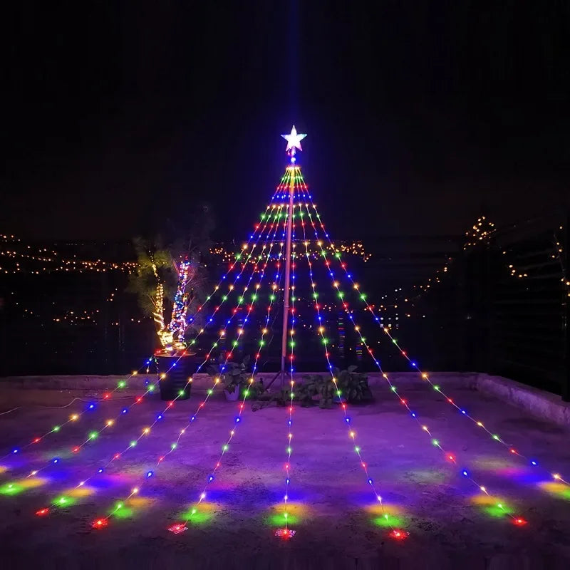 Christmas Tree Topper Star Waterfall Lights with Timer Holiday Fairy Lights Babs 01